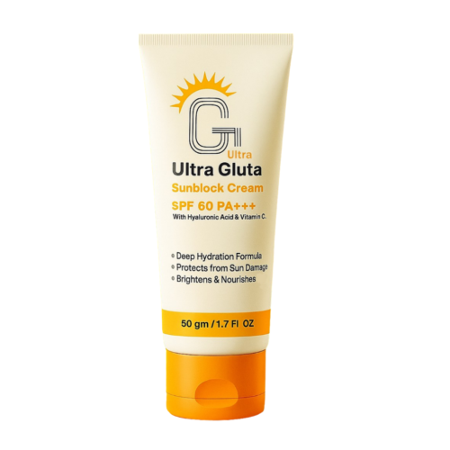 Ultra Gluta Sunblock Cream SPF 60 with Hyaluronic Acid for Protection